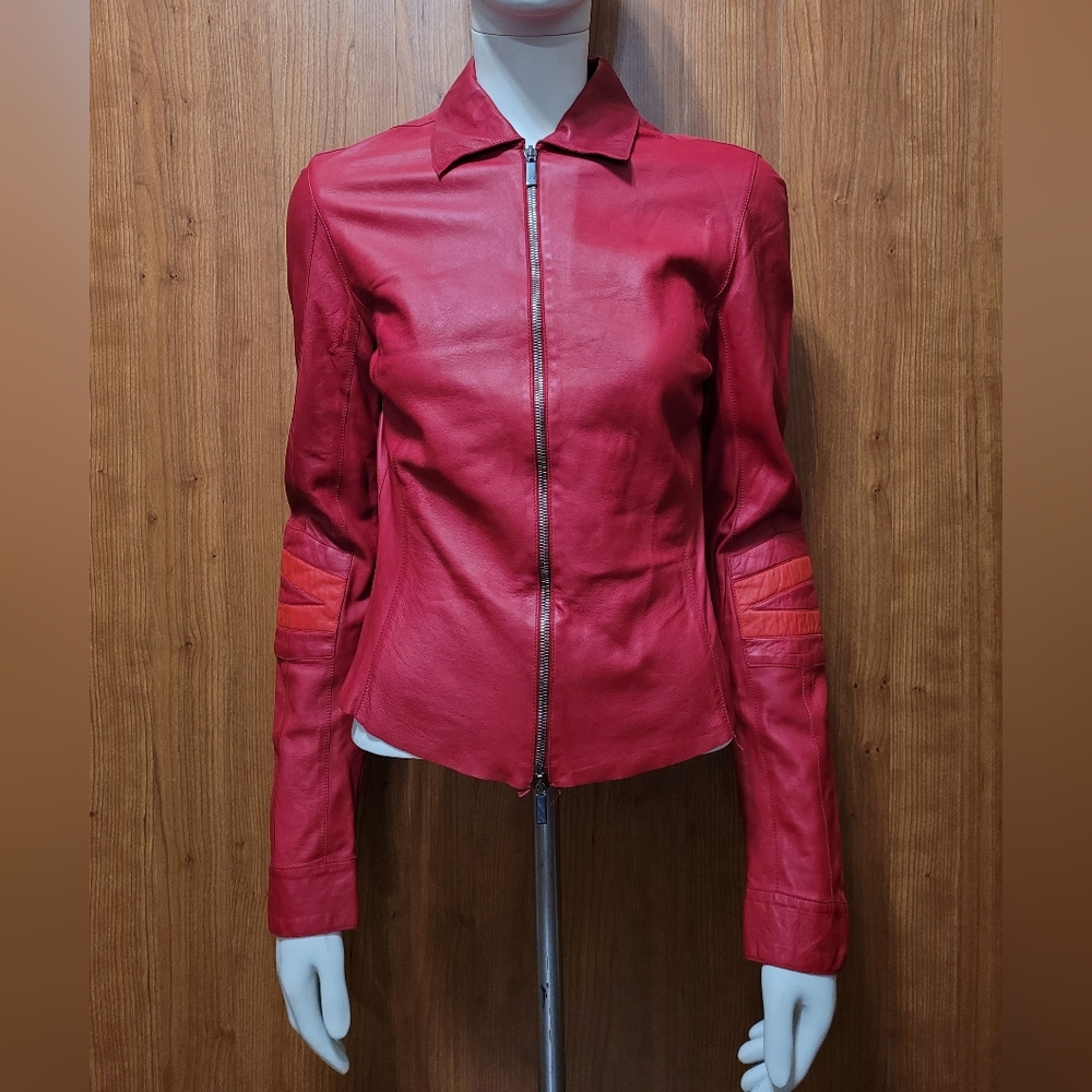 Gucci Tom Ford 1999 Red Leather Bike Jacket